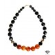 Necklace with black onyx and agate orange