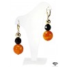 Earrings with black onyx and agate orange